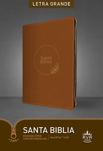 Biblia RVR60 Edición Ziper Con Referencia Letra Grande,, Café