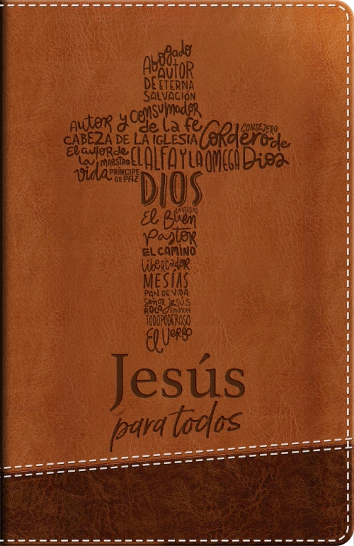 Santa Biblia de Promesas Jesús para todos, Letra Grande, Tamaño Manual, Piel especial, Café