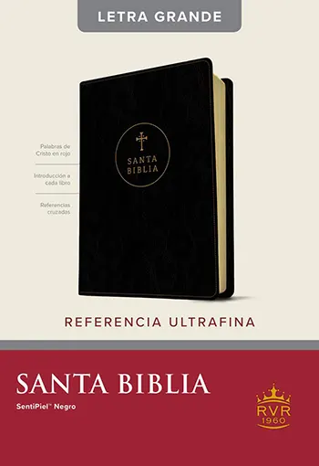Biblia RVR60, Edición de referencia ultra fina, letra grande, Sentipiel Negro