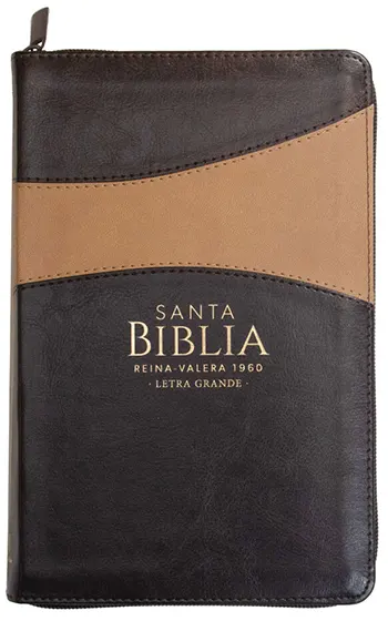 Imagen de la portada de la Biblia RVR 1960 Letra Grande Tamaño Manual Símil Piel Café-Café con Cierre