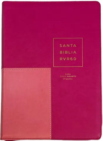 Imagen de la portada de la Biblia RVR60, Letra súper gigante, 19 puntos, Imitación Piel Rosa-Fucsia, con Índice y Cierre
