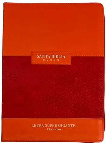 Imagen de la portada de la Biblia RVR60, Letra súper gigante, 19 puntos, Imitación Piel naranja-rojo, con Índice y Cierre