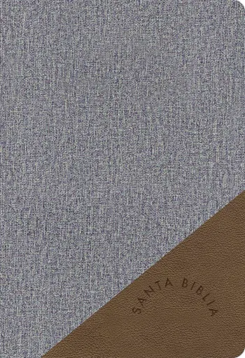 Imagen de la Biblia RVR 1960 letra grande tamaño manual, gris y marrón símil piel
