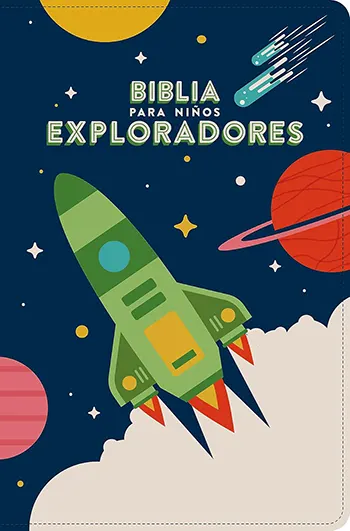 Imagen de la Biblia para niños exploradores RVR 1960 azul cósmico símil piel