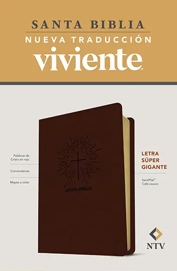 Imagen de la Biblia NTV, letra súper gigante, SentiPiel, Café oscuro