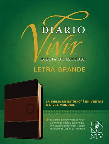 Imagen de la Biblia de estudio del diario vivir NTV, letra grande, Simil Piel Marrón bronceado