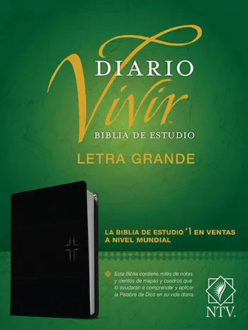 Imagen de la Biblia de estudio del diario vivir NTV, letra grande, Simil Piel Negro/Onyx