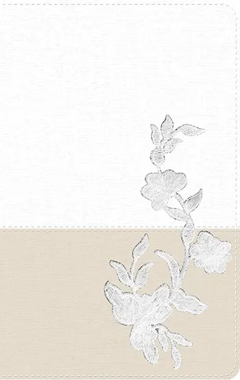 Biblia Recuerdo de Boda RVR60, Blanco, lino, encaje símil piel