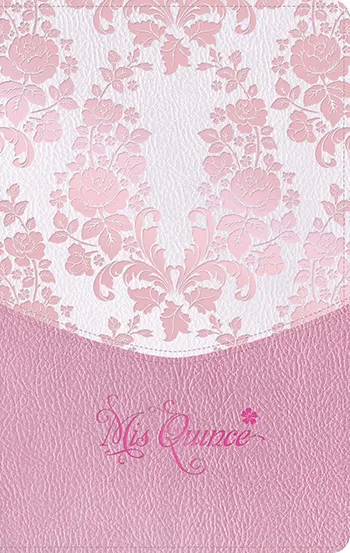 Biblia RVR60 Mis Quince, rosa floreado, símil piel