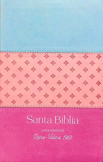 Biblia RVR 1960 Letra Grande Tamaño Manual, Símil Piel, Tricolor con índice y cierre